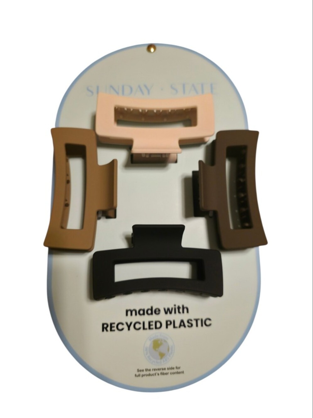 Recycled Plastic Hair Claw Clip Set - Neutral Mix